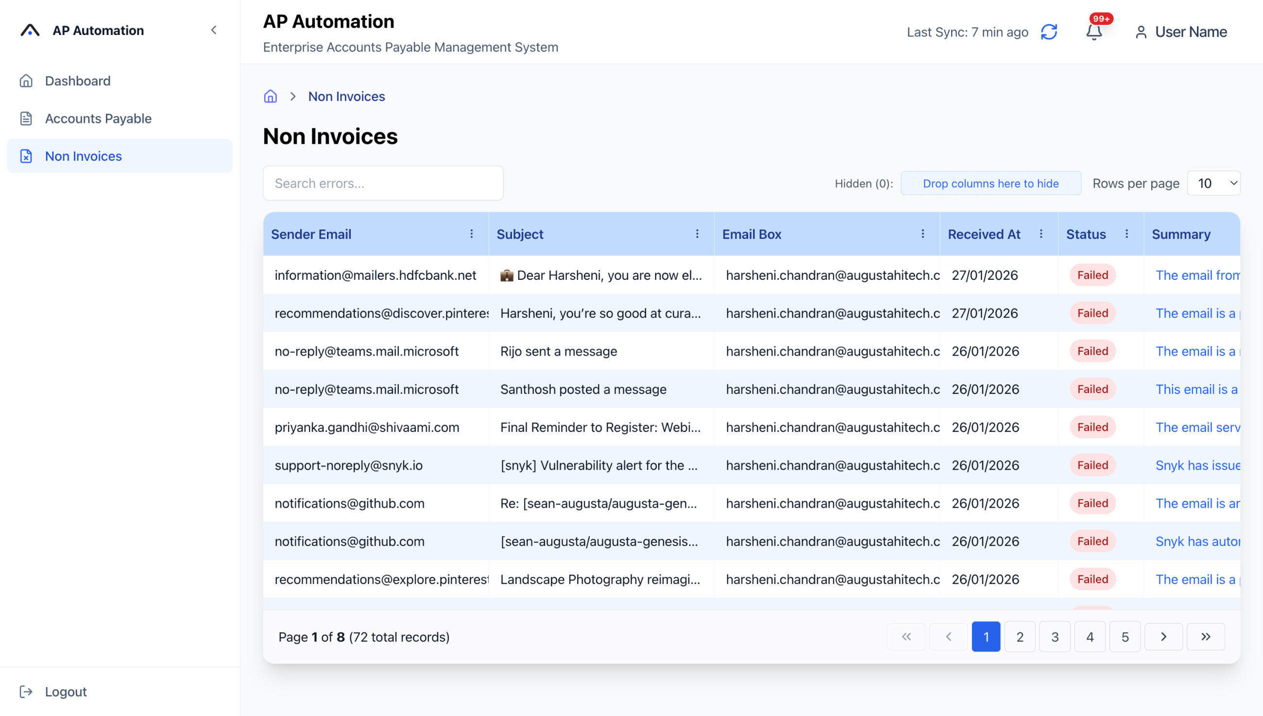 Filtered Non-Invoices