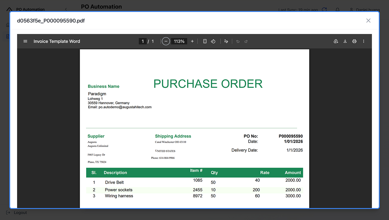 Original Purchase Order Source Review