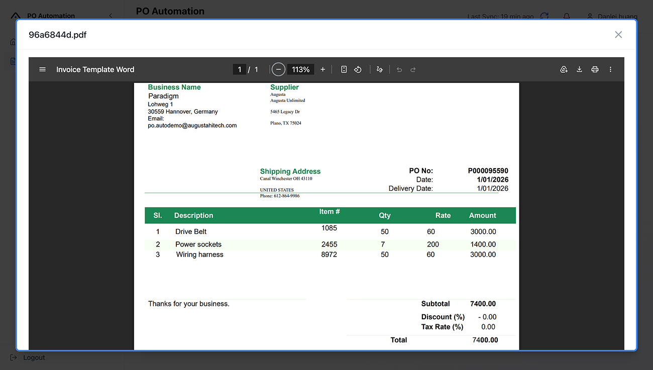One-Click Sales Confirmation Source Preview